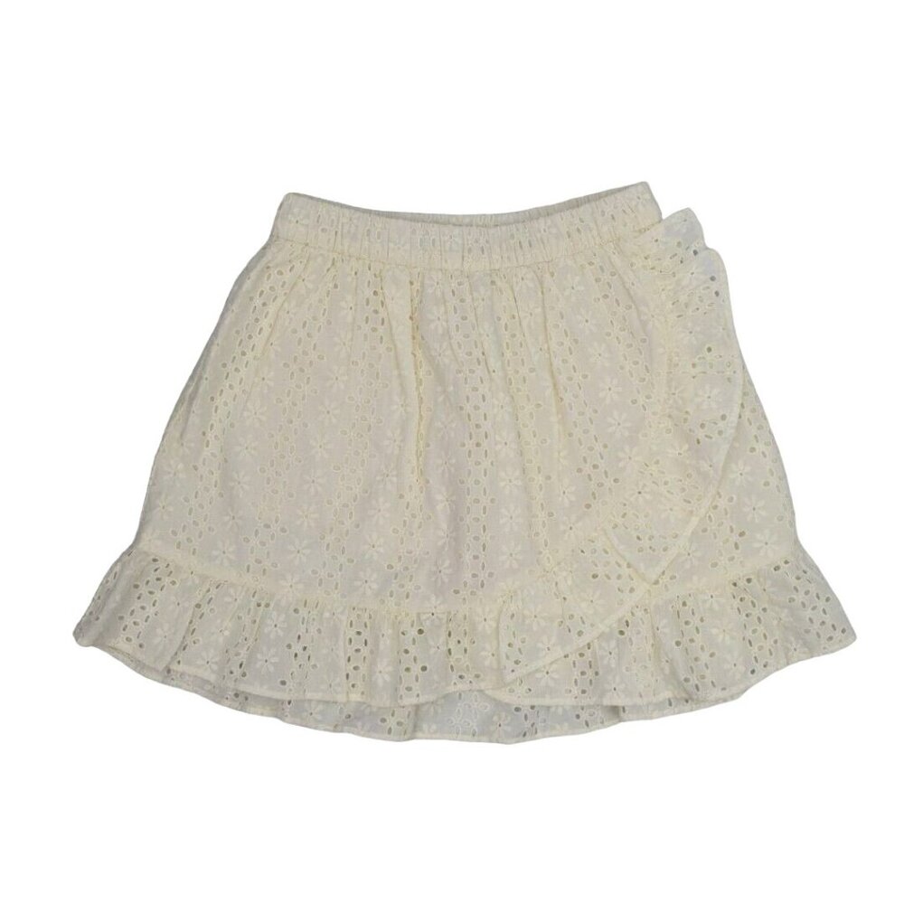 J Crew Crewcuts Eyelet Skort Girls L Ivory Ruffle Cotton Cottagecore Feminine